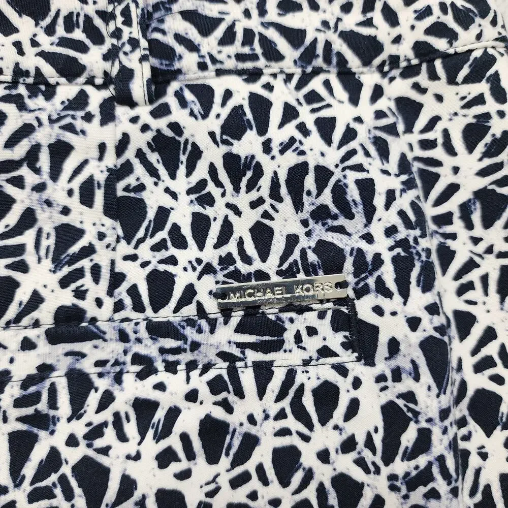 MICHAEL KORS Pants Womens‎ 8 Blue White Batik Print Skinny Leg Ankle Stretch